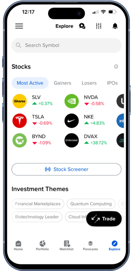 SAC Global Trader Explore Screen