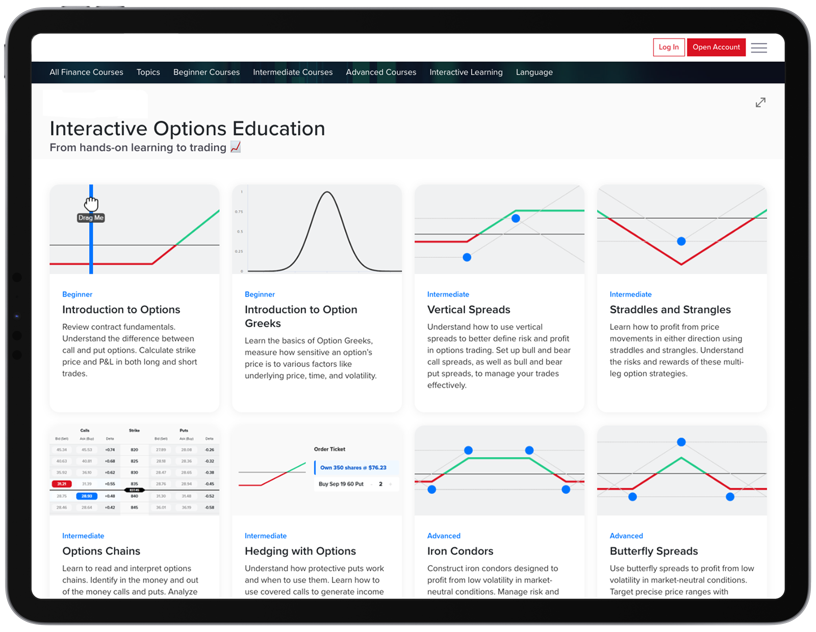 iPad showing SAC Campus with Options Education